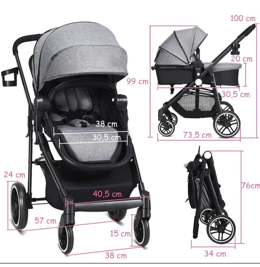 Carucior modular 2in1 Costway BC10184GR (Gray/Black)