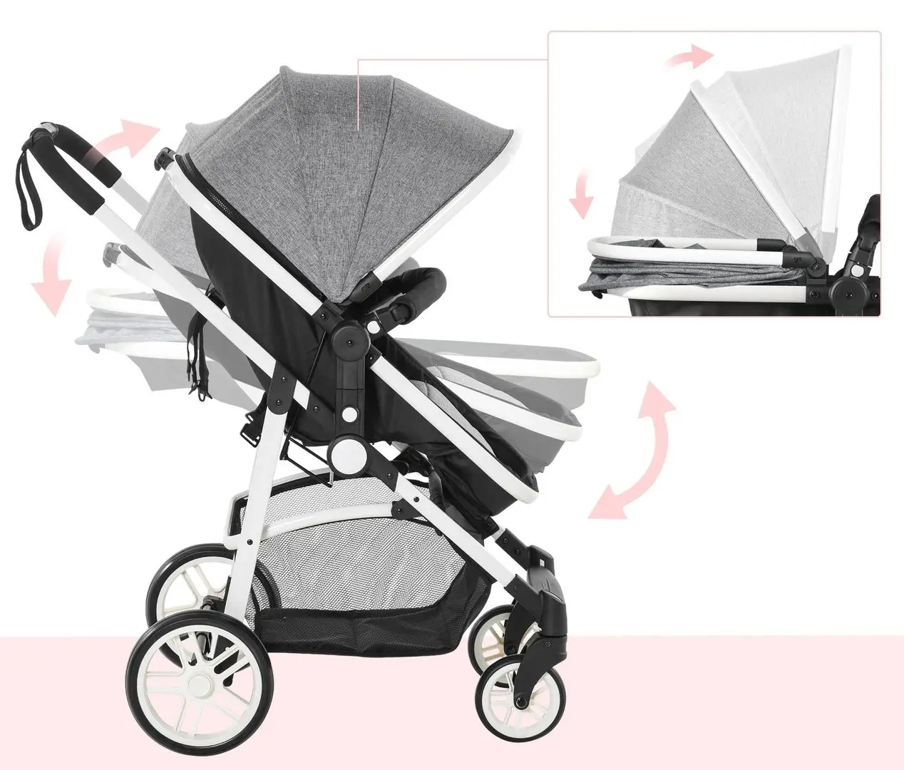 Коляска модульная 2в1 Homcom 440-024 (Grey) - 6