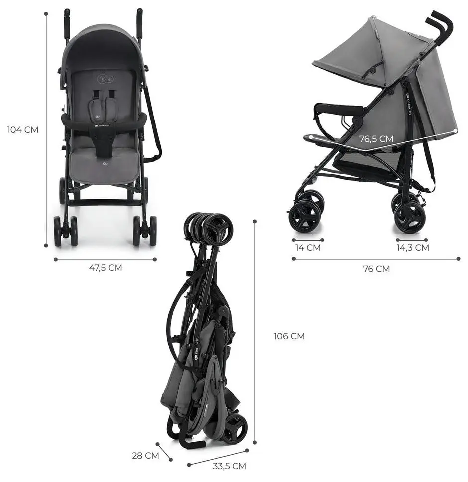 Carucior de plimbare KinderKraft Tik KSTIK000GRY0000 (Grey)