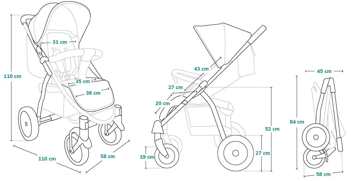 Carucior de plimbare Lionelo Annet Plus Lovin' (Black)