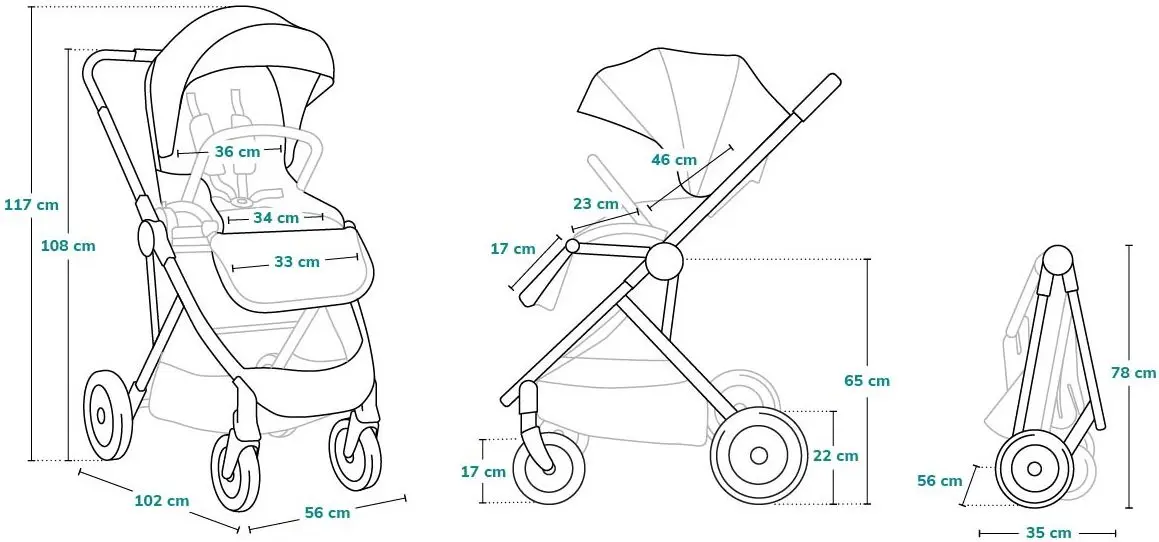 Carucior-transformer 3in1 Lionelo Riya (Pink-Violet) - 7