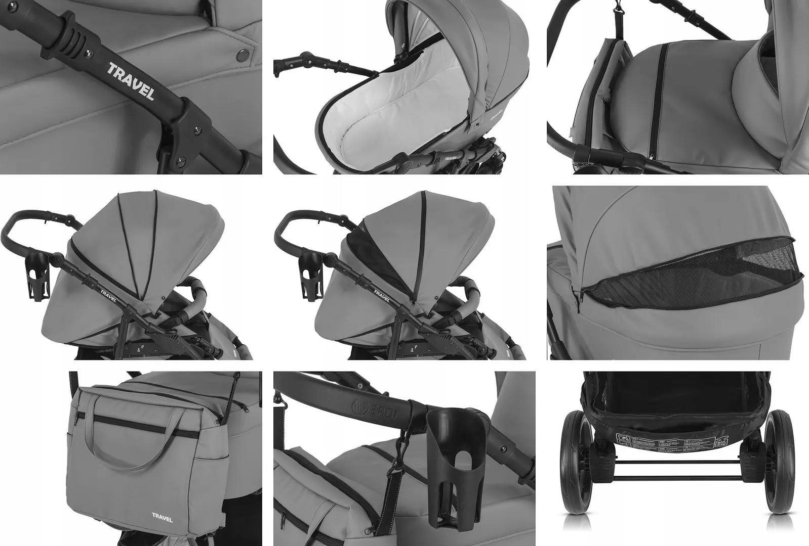 Carucior modular 3in1 Verdi Travel 03 (Light Grey)