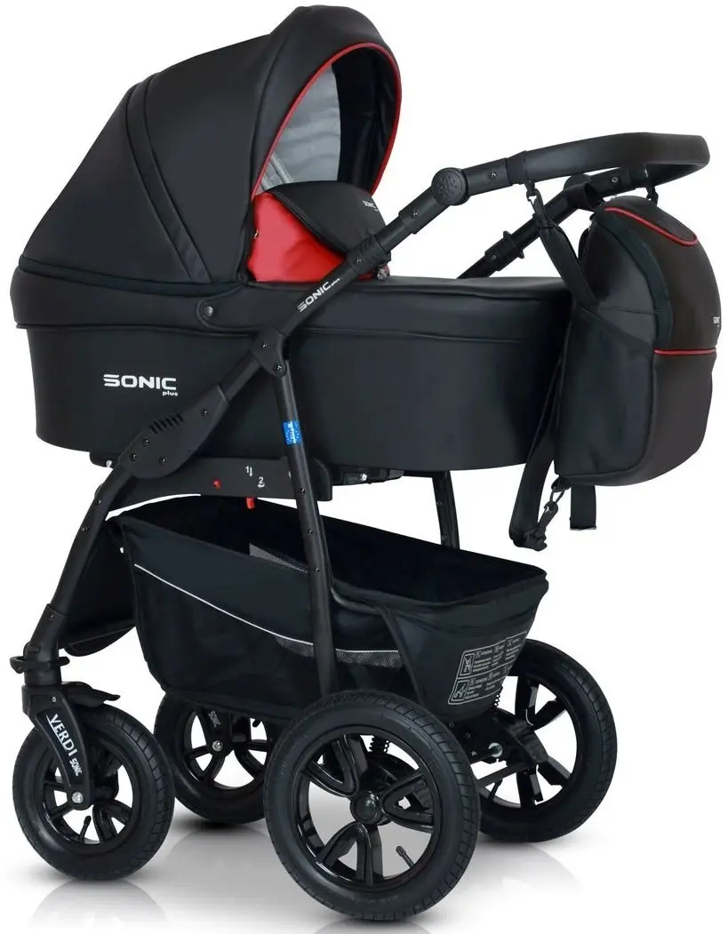 Коляска модульная 3в1 Verdi Sonic Plus 01 (Black/Red)