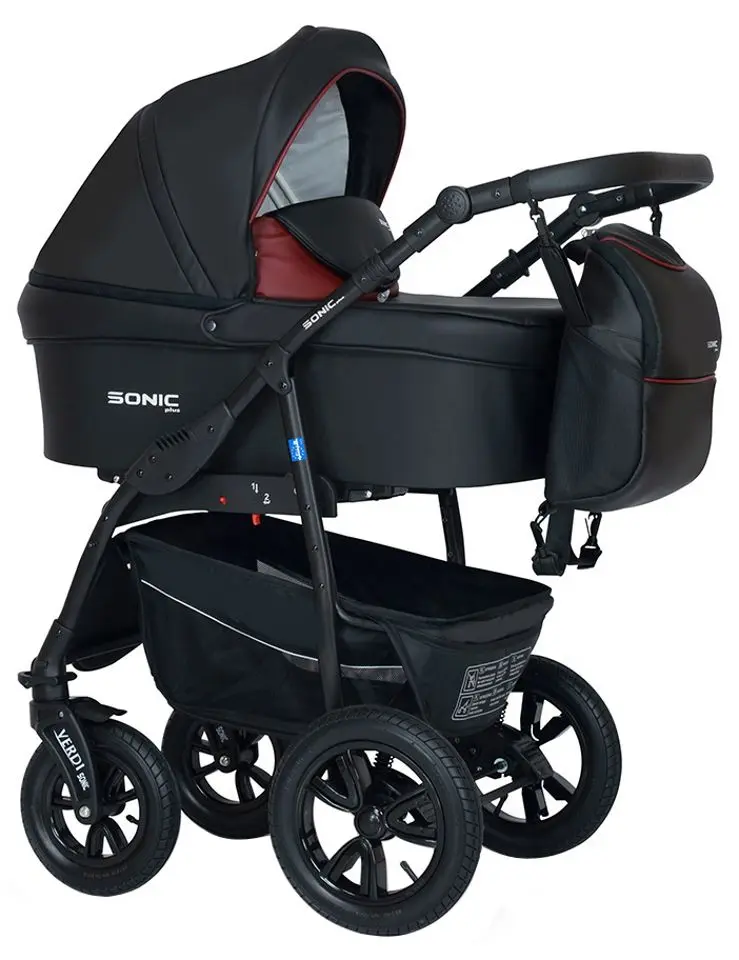 Коляска модульная 3в1 Verdi Sonic Plus 03 (Black/Bordeaux)