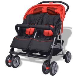 Carucior pentru gemeni VidaXL 10108 (Red/Black) Thumb