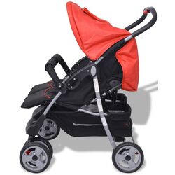 Carucior pentru gemeni VidaXL 10108 (Red/Black) Thumb