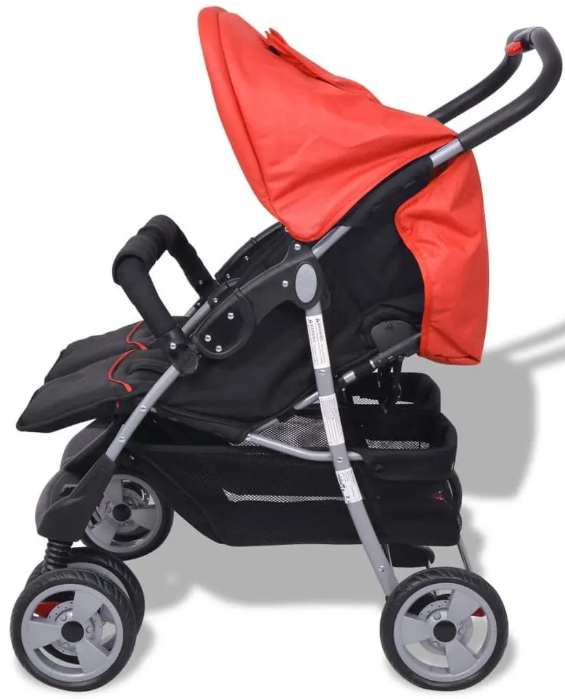 Carucior pentru gemeni VidaXL 10108 (Red/Black)
