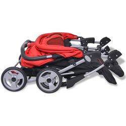 Carucior pentru gemeni VidaXL 10108 (Red/Black) Thumb