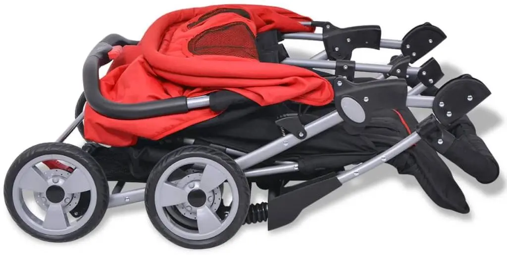 Carucior pentru gemeni VidaXL 10108 (Red/Black)