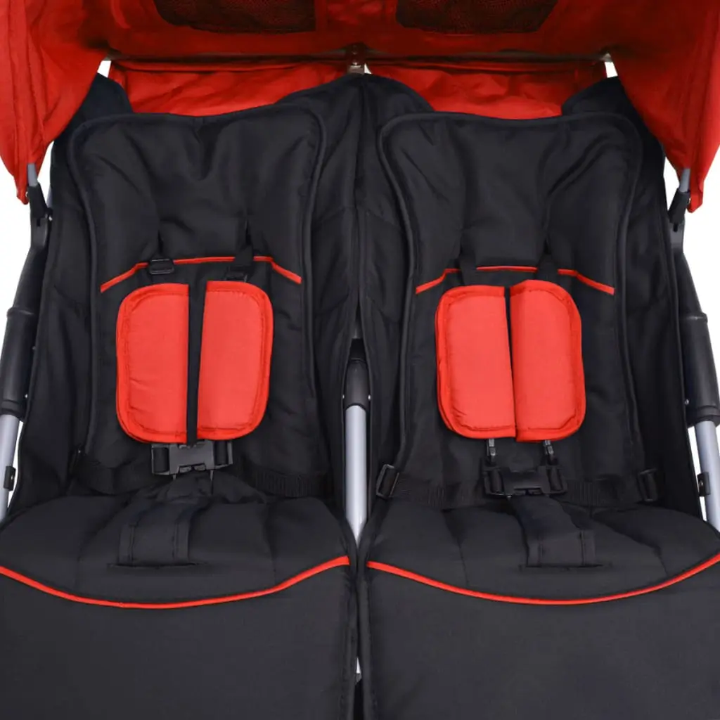 Carucior pentru gemeni VidaXL 10108 (Red/Black)