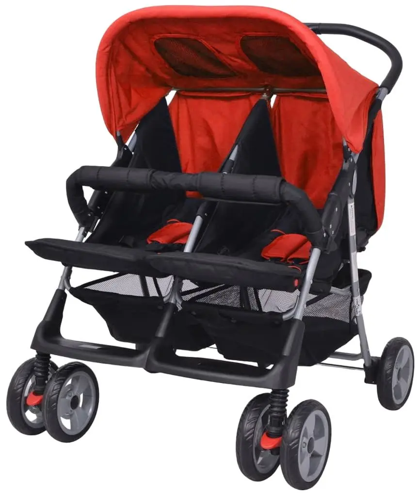 Carucior pentru gemeni VidaXL 10108 (Red/Black)