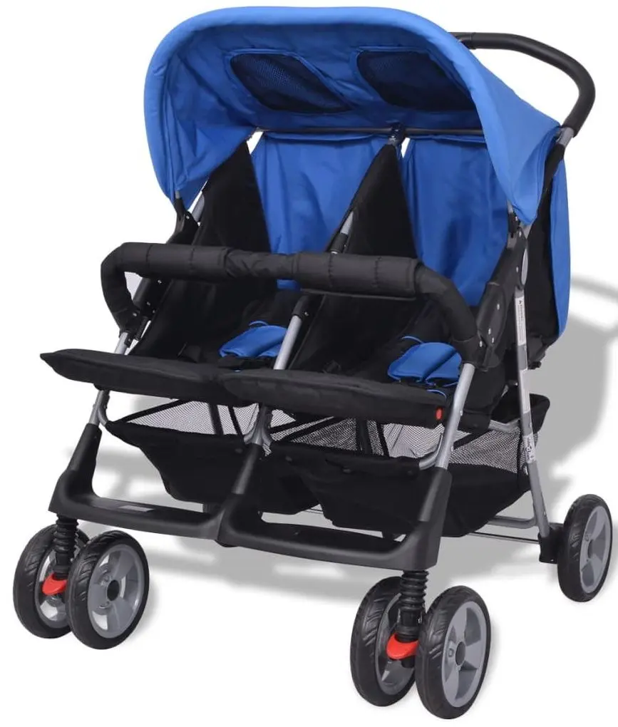 Carucior pentru gemeni VidaXL 10109 (Blue/Black)