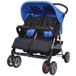 Carucior pentru gemeni VidaXL 10109 (Blue/Black)