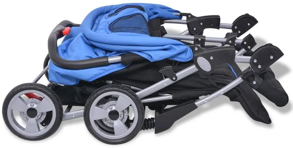 Carucior pentru gemeni VidaXL 10109 (Blue/Black)