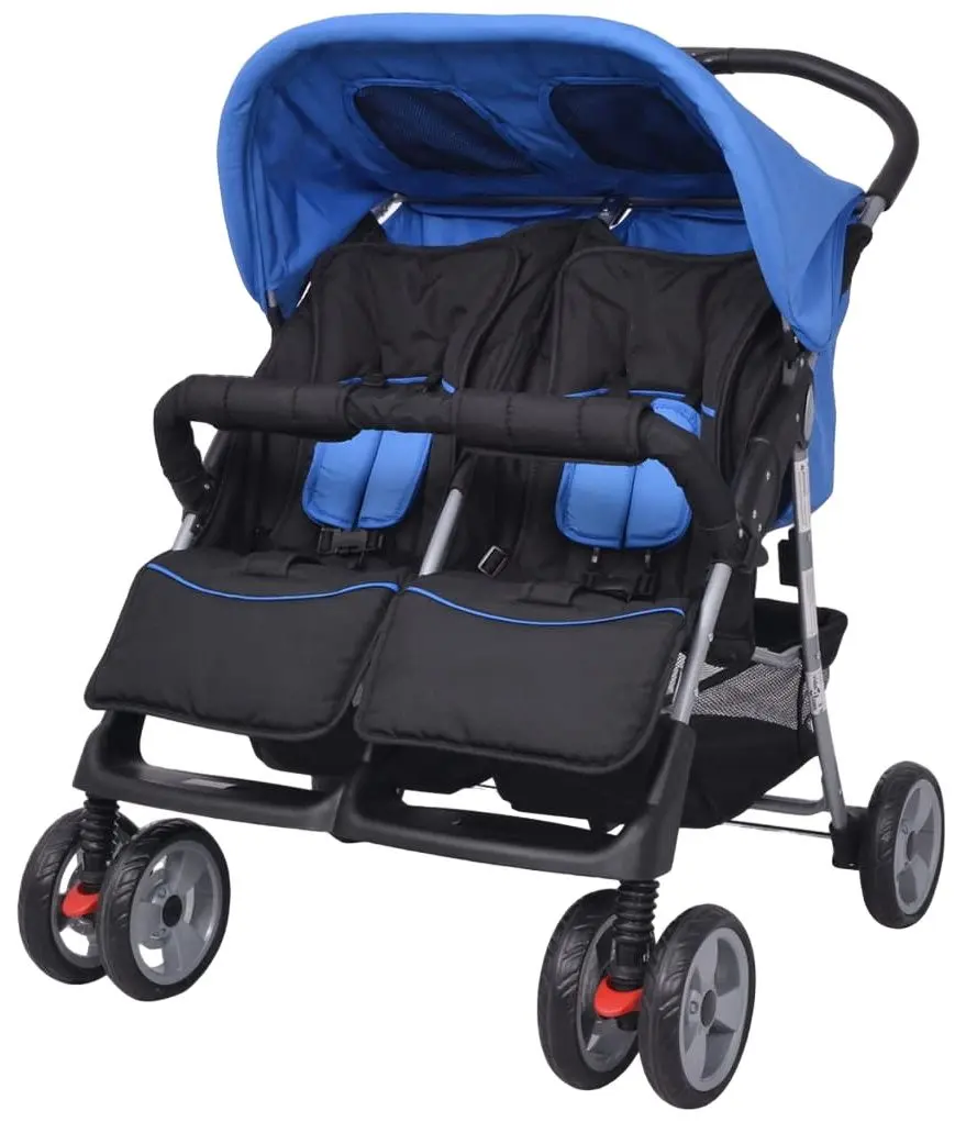 Carucior pentru gemeni VidaXL 10109 (Blue/Black)