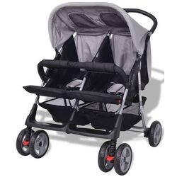 Коляска для двойни VidaXL 10110 (Light Grey/Black) Thumb