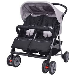 Carucior pentru gemeni VidaXL 10110 (Light Grey/Black)