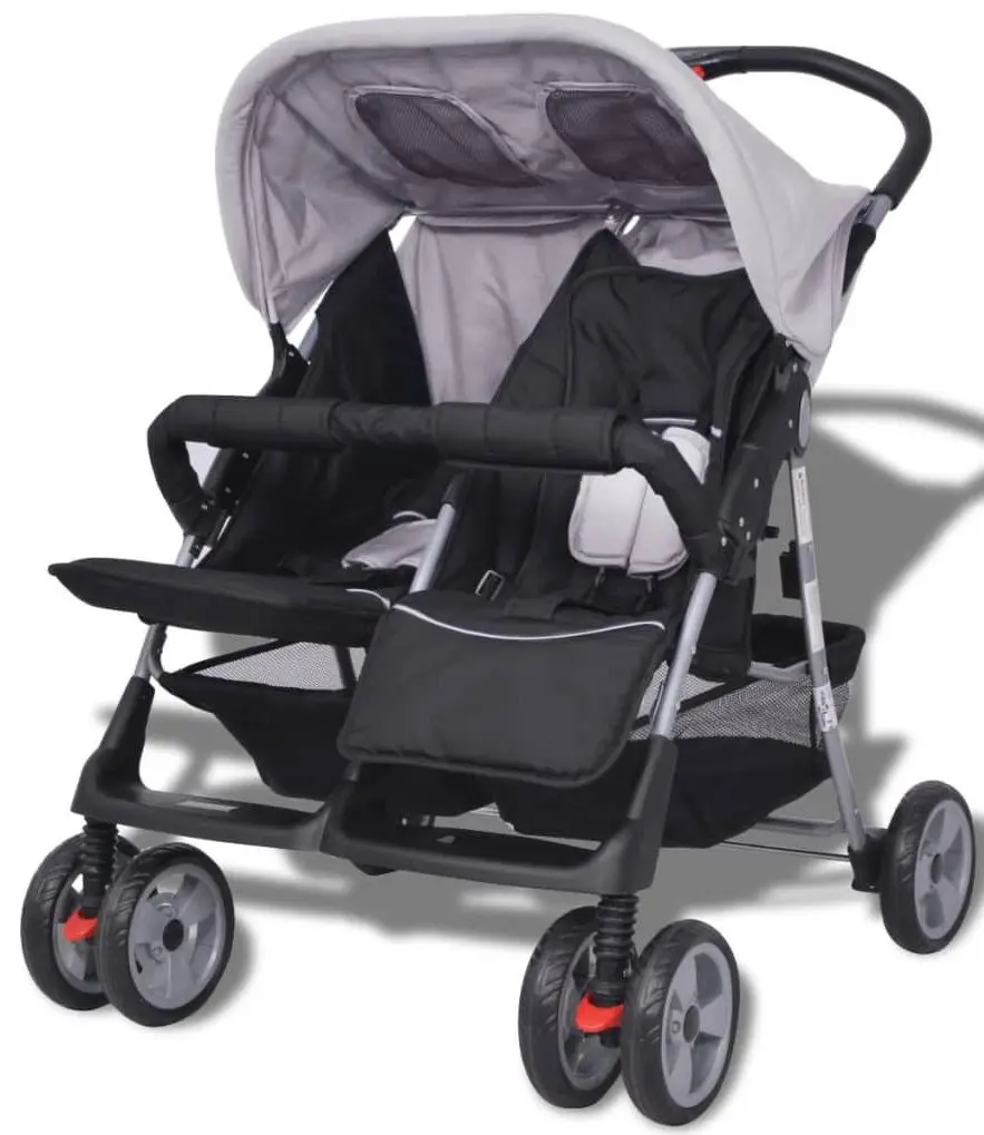 Коляска для двойни VidaXL 10110 (Light Grey/Black)