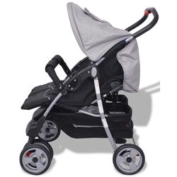 Коляска для двойни VidaXL 10110 (Light Grey/Black) Thumb