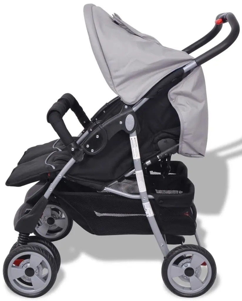 Коляска для двойни VidaXL 10110 (Light Grey/Black)