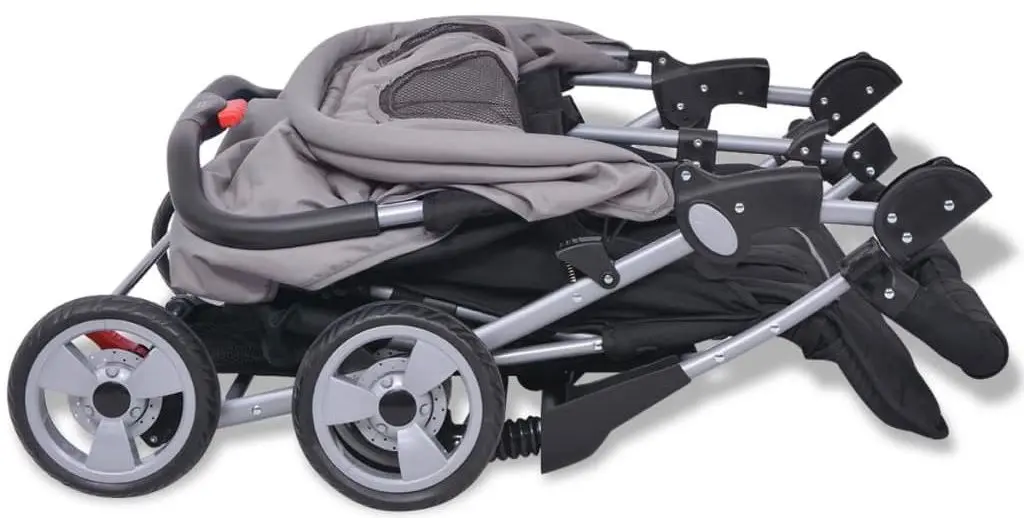 Коляска для двойни VidaXL 10110 (Light Grey/Black)