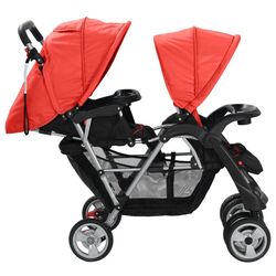 Carucior pentru gemeni VidaXL 10111 (Red/Black) Thumb
