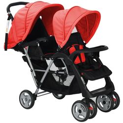 Carucior pentru gemeni VidaXL 10111 (Red/Black)