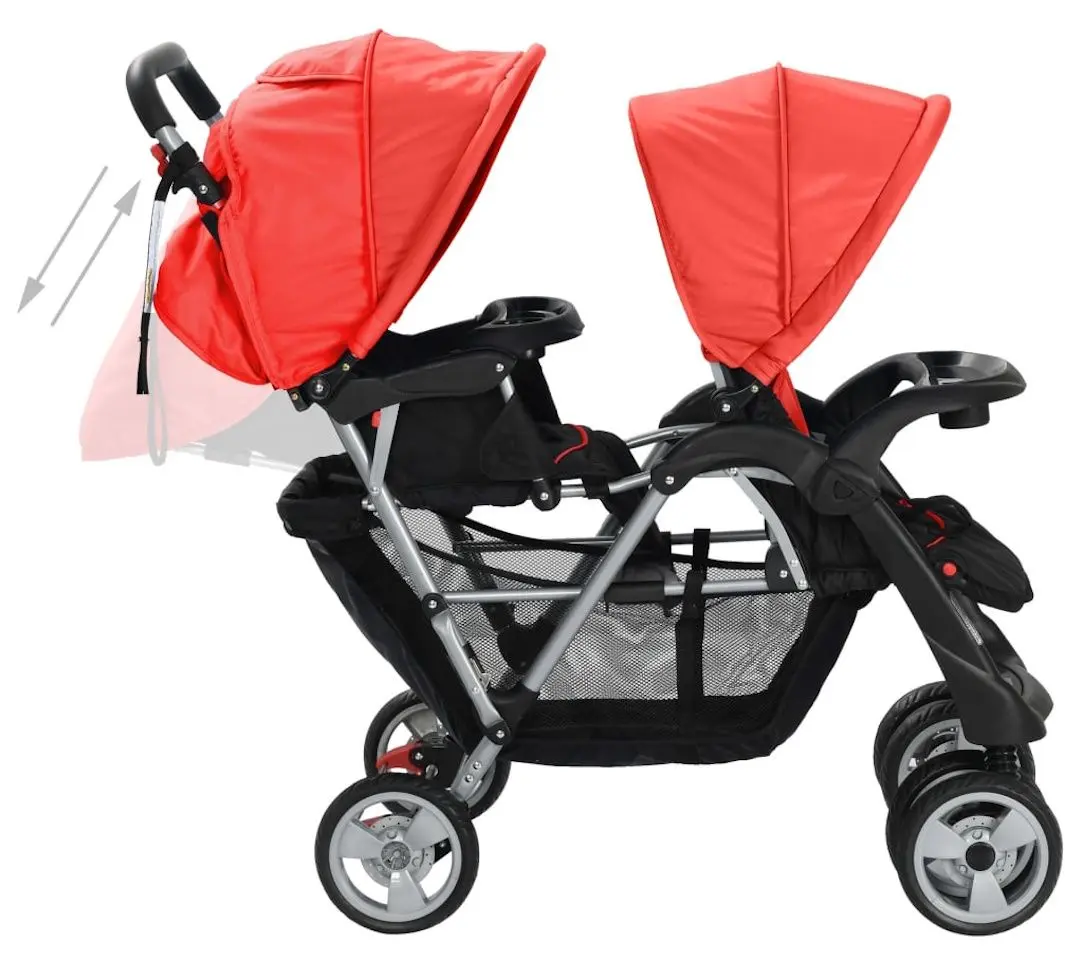 Carucior pentru gemeni VidaXL 10111 (Red/Black)