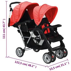 Carucior pentru gemeni VidaXL 10111 (Red/Black) Thumb