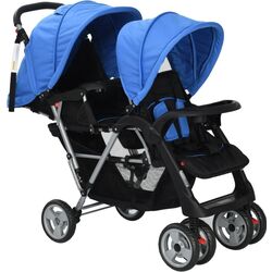 Carucior pentru gemeni VidaXL 10112 (Blue/Black)