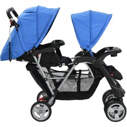 Carucior pentru gemeni VidaXL 10112 (Blue/Black) Thumb