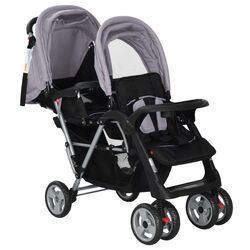 Carucior pentru gemeni VidaXL 10113 (Gray/Black) Thumb