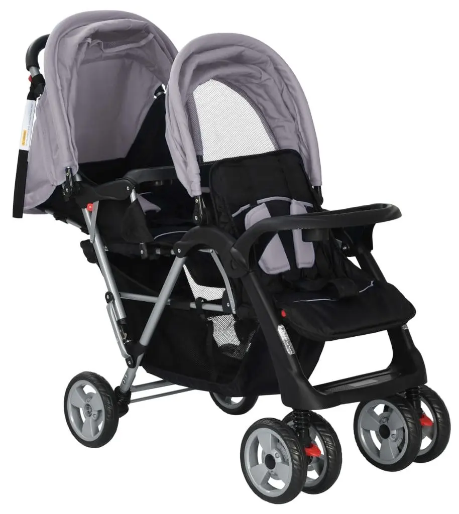 Carucior pentru gemeni VidaXL 10113 (Gray/Black)