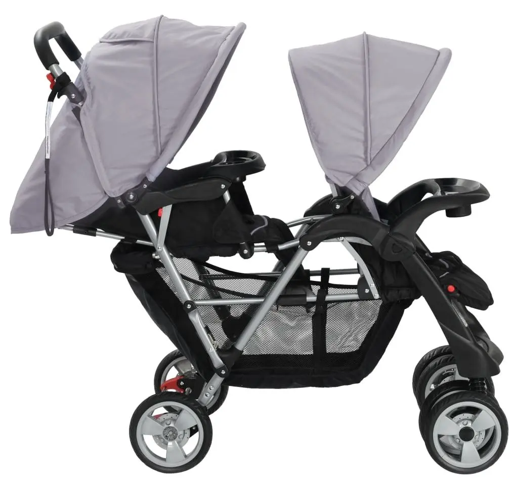 Carucior pentru gemeni VidaXL 10113 (Gray/Black)