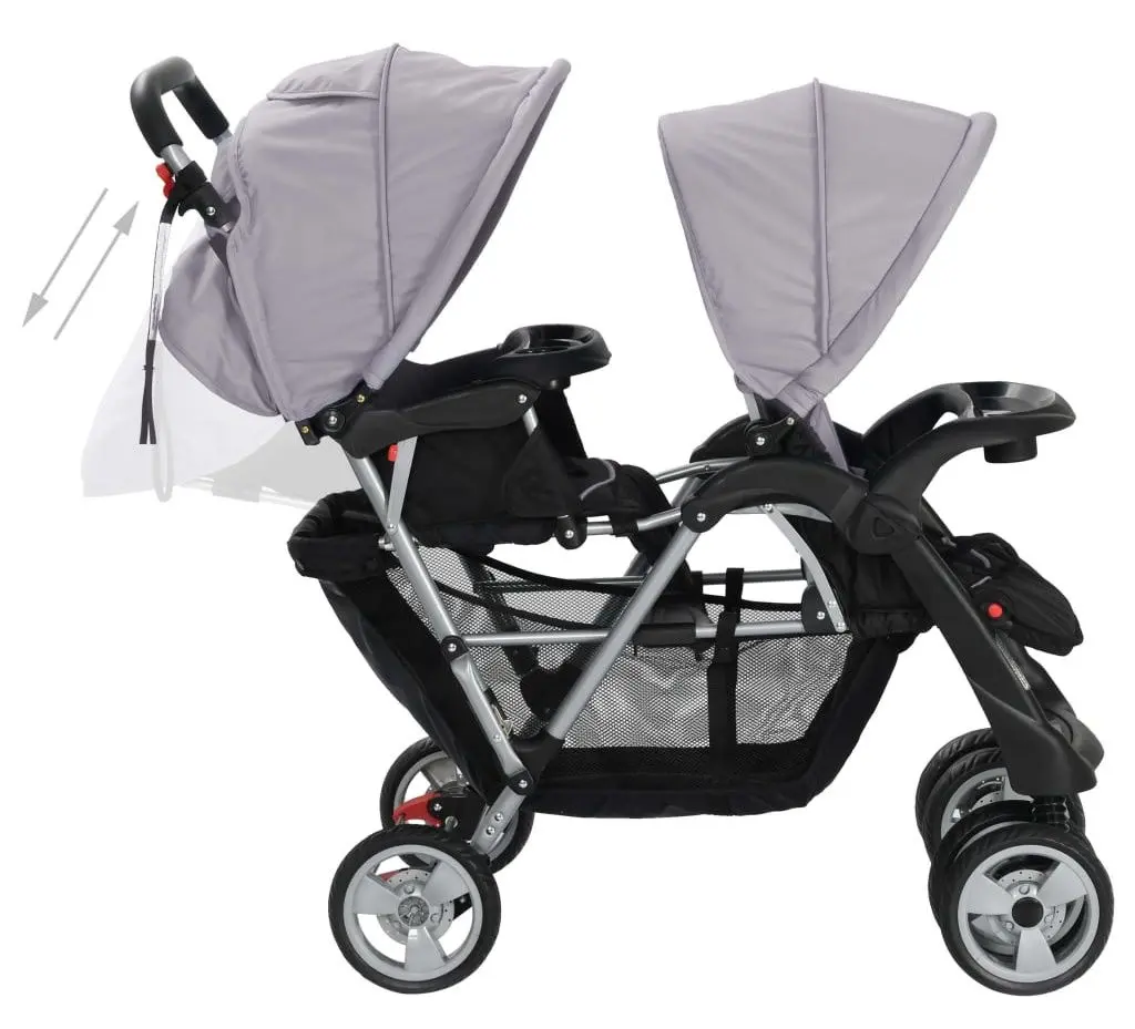 Carucior pentru gemeni VidaXL 10113 (Gray/Black)