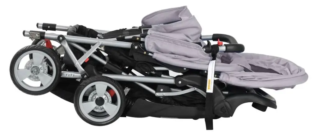 Carucior pentru gemeni VidaXL 10113 (Gray/Black)