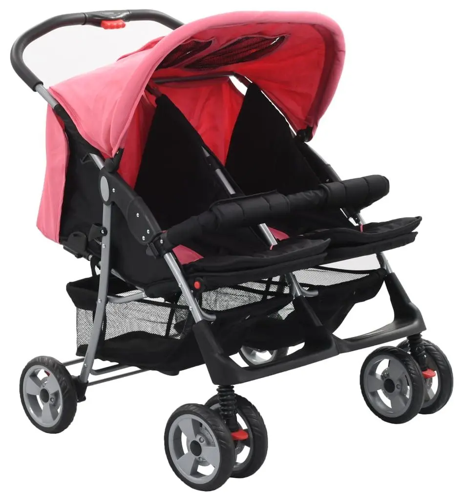 Коляска для двойни VidaXL 10155 (Pink/Black)