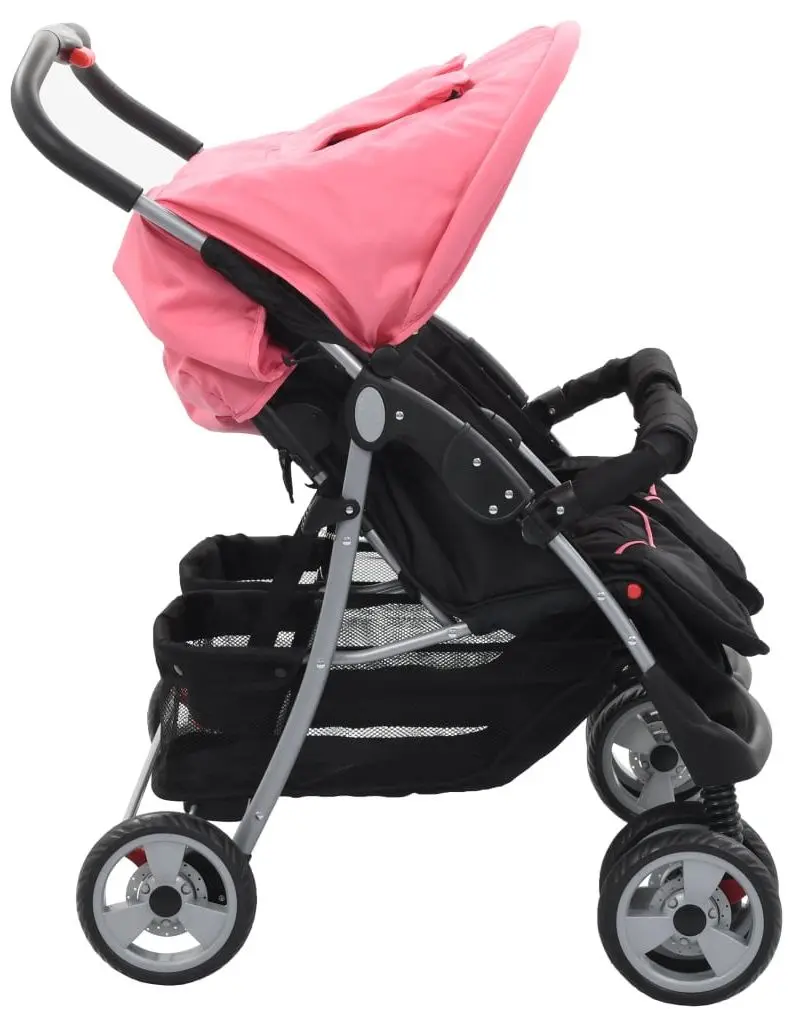 Коляска для двойни VidaXL 10155 (Pink/Black)