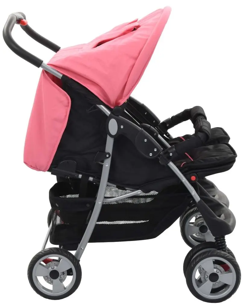 Коляска для двойни VidaXL 10155 (Pink/Black)