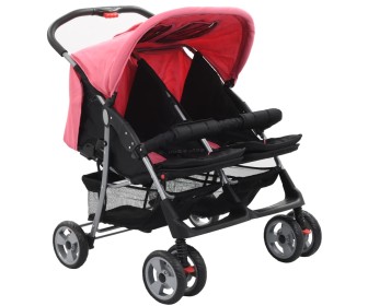 Carucior pentru gemeni VidaXL 10155 (Pink/Black)