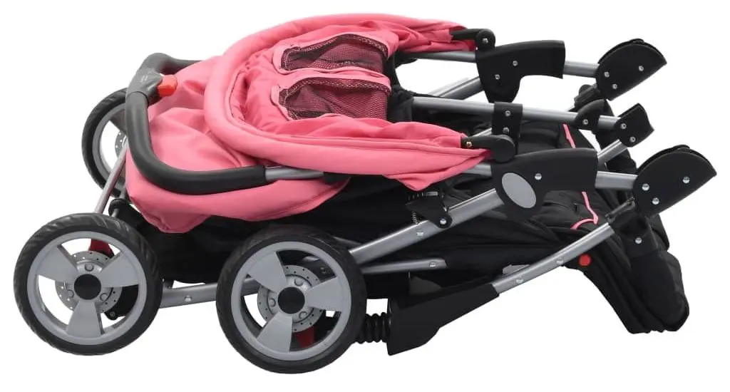 Коляска для двойни VidaXL 10155 (Pink/Black)