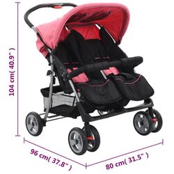 Коляска для двойни VidaXL 10155 (Pink/Black) Thumb