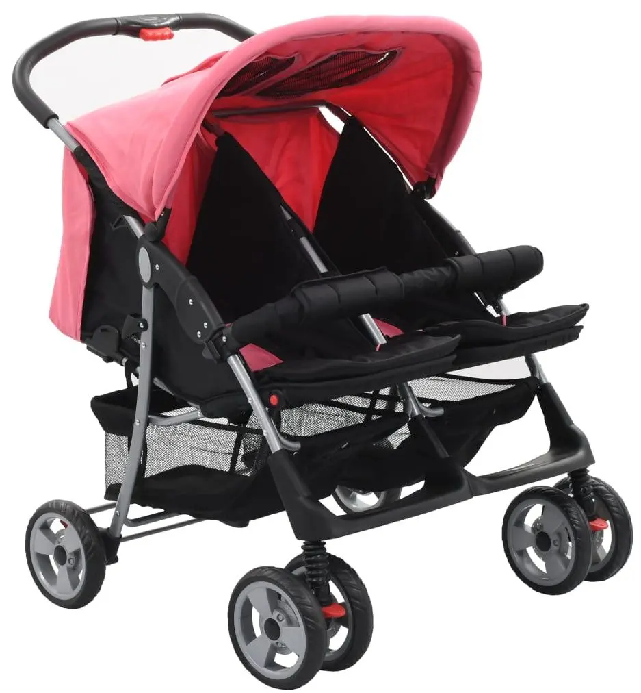 Коляска для двойни VidaXL 10155 (Pink/Black)