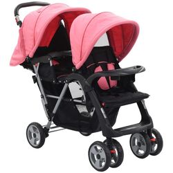 Carucior pentru gemeni VidaXL 10157 (Pink/Black)