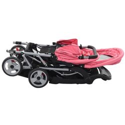 Carucior pentru gemeni VidaXL 10157 (Pink/Black) Thumb