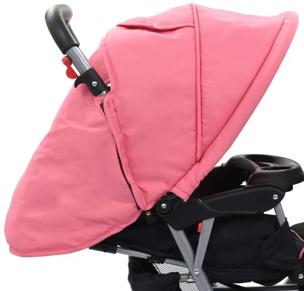 Carucior pentru gemeni VidaXL 10157 (Pink/Black)