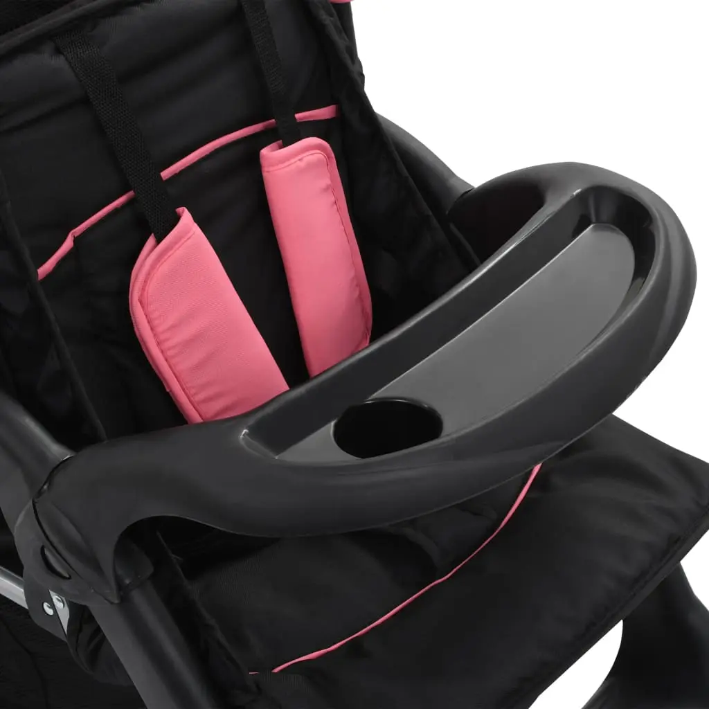 Carucior pentru gemeni VidaXL 10157 (Pink/Black)