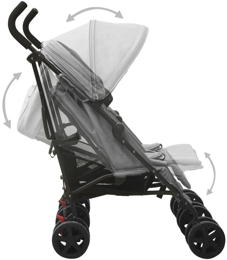 Carucior pentru gemeni VidaXL 10235 (Light Grey/Black)