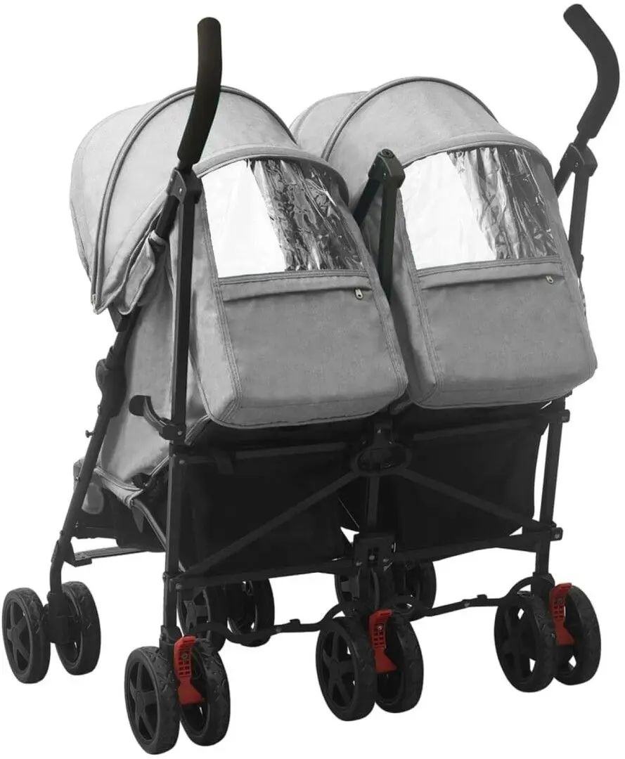 Carucior pentru gemeni VidaXL 10235 (Light Grey/Black)