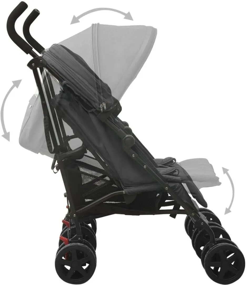 Carucior pentru gemeni VidaXL 10236 (Anthracite/Black)